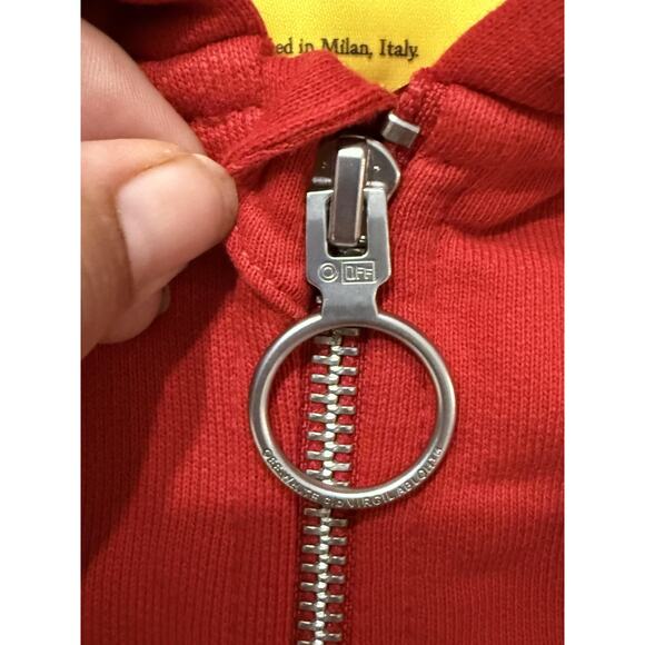 Off-White Hoodie Youth 6 Red Zip Up OFF Logo Diagonal Stripes Boys Girls NEW - Picture 5 of 10